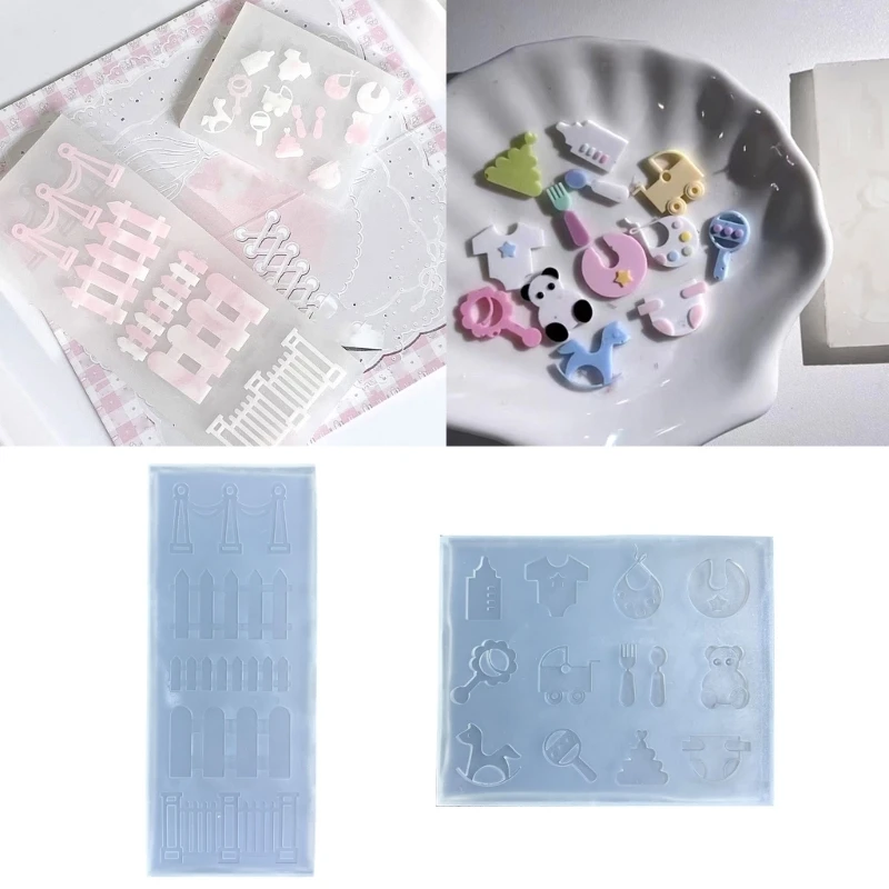 

Silicone Mould Fence Bear Biscuit Mold Jewelry Making Tool DIY Resin Molds Craft Mini Dollhouse Miniature Accessory