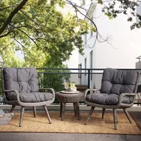 Outdoor Table and Chair Set Courtyard Double Rattan Chair Three-piece Set Balcony Rainproof Sofa Chair Garden Furniture Sets