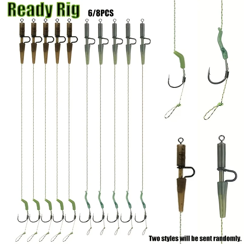 Karpfenangel-Haarrigs – 6er-/8er-Set Chod- & Helikopter-Rigs – Vorfachschnur-Set – Terminal-Tackle-Kit für lange Würfe & auf unebenem Grund oder im Salzwasser