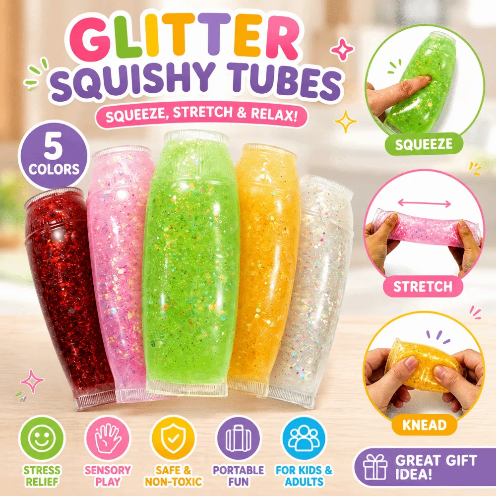 Creative Random Color Squishy Toys Relaxing Toys Simulation Toothpaste Fidget Toys Glitter Soft Squeeze Toys Party Gift
