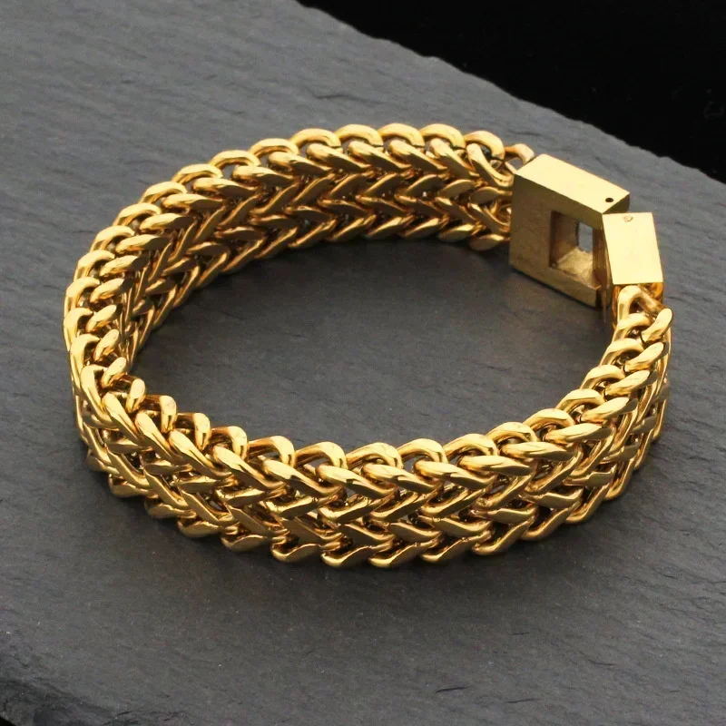 2025 New Vintage 18K Gold Plated Stainless Steel Chain Bracelet for Women Men Couple Fashion Jewelry Gift