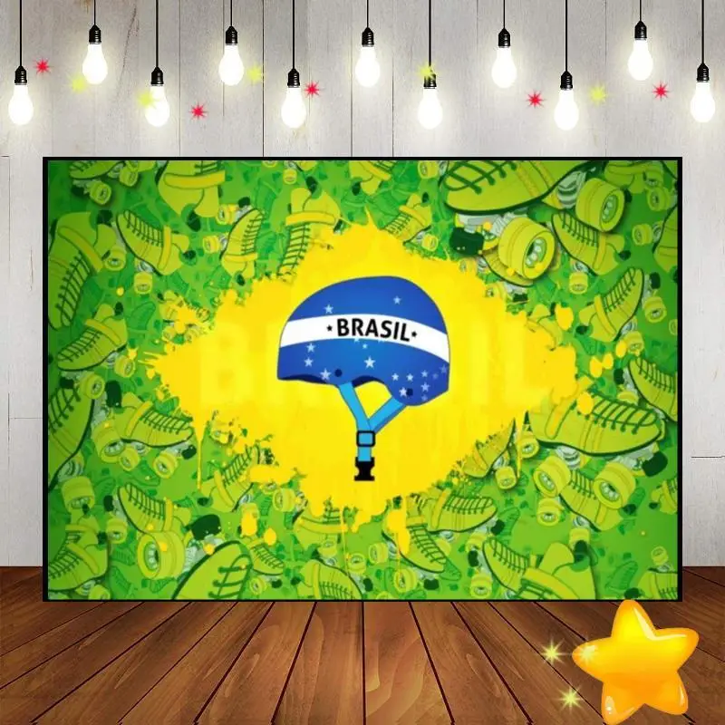 Brazilian Style Background Samba Photography Backdrops Party Birthday Decoration Football Kingdom Star Custom Backdrop Photo Hot