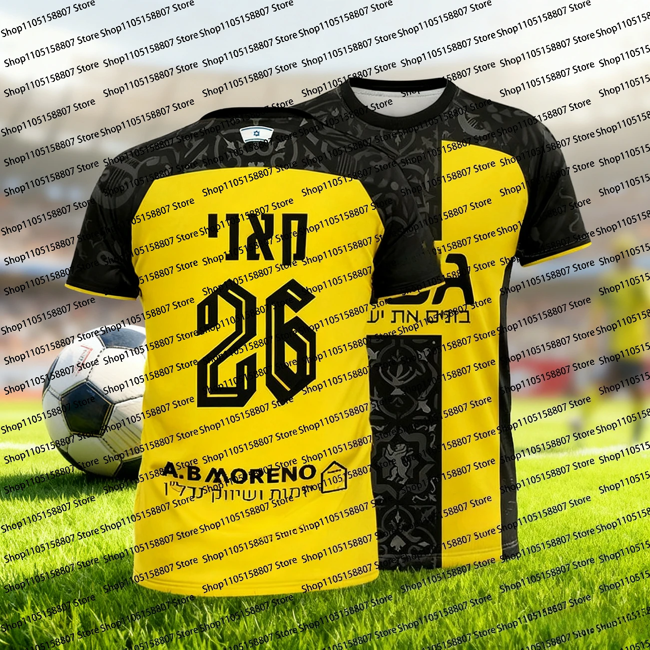 2026 الصيف الرجال جديد كرة القدم الإسرائيلية التدريب موحدة طبق الاصل جيرسي ، نسخة المروحة ، للجنسين عادية وتنفس تي شيرت