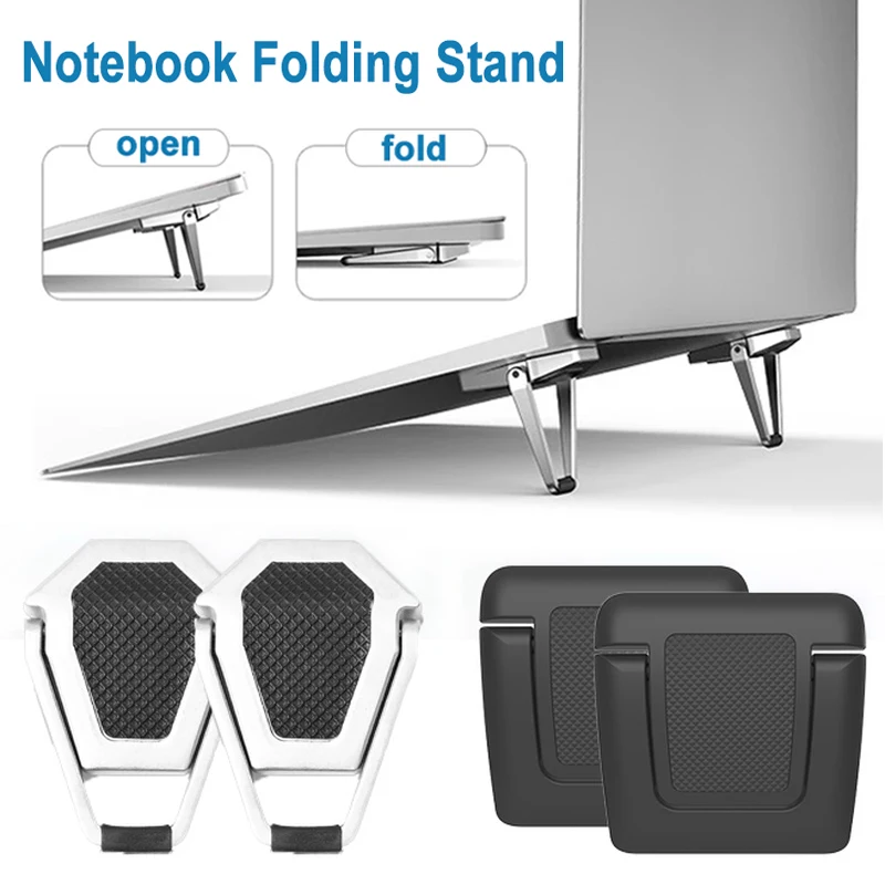 2Pcs Universal Laptop Stand Base Foldable Cooling Desktop Holder Metal Non-slip Notebook Bracket for MacBook Pro Air Kickstand