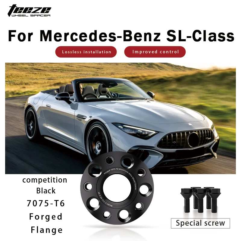 

5x112 66.6 Hub Centric Black Forged wheel spacer T6-7075 For Mercedes Benz SL-Class 15/20/25/30/35mm With Extended Wheel Bolts