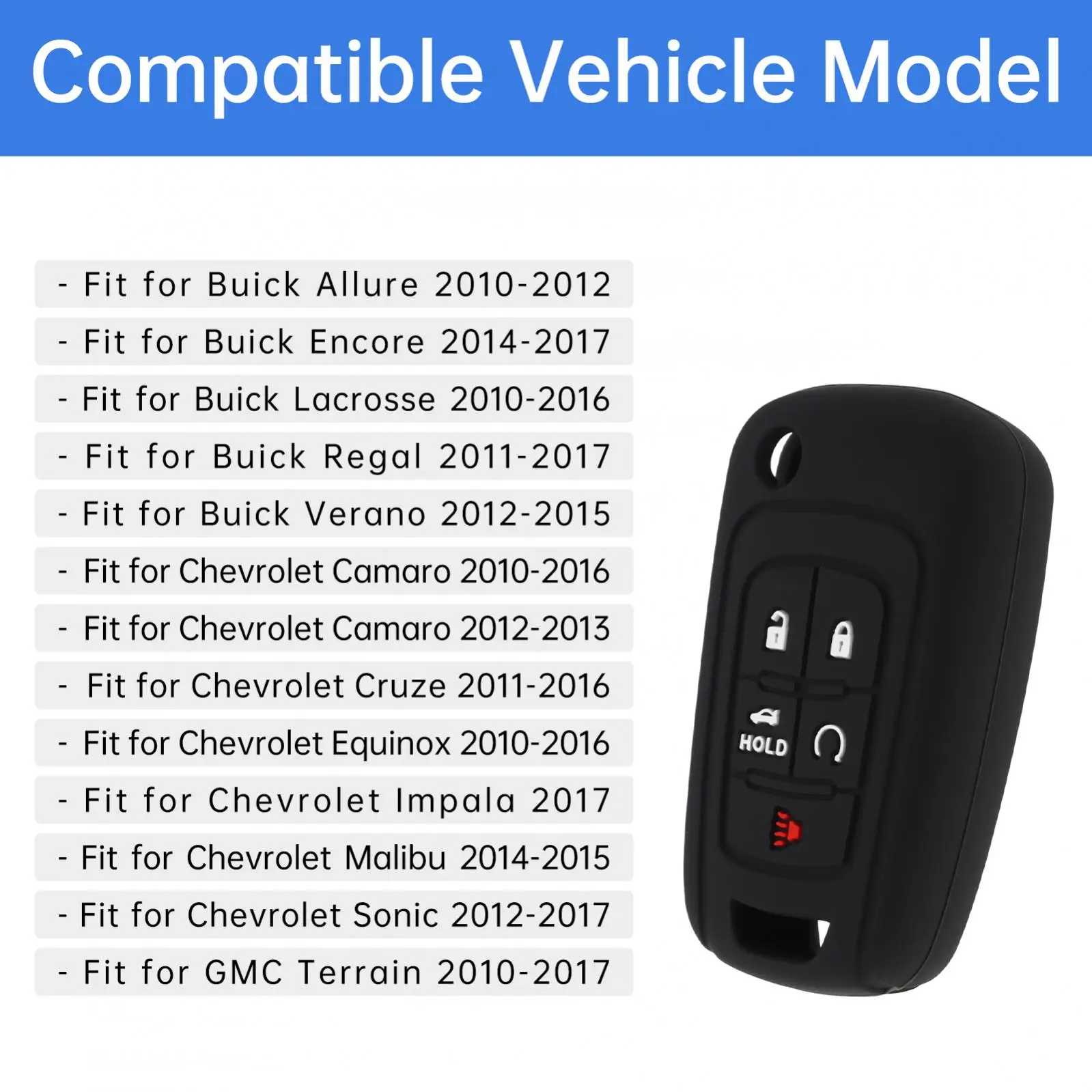 5버튼 자동차 리모컨 키 케이스 쉘 쉐보레 뷰익 GMC 2010-2017용 실리콘 플립 폴딩 키 케이스 커버 보호기