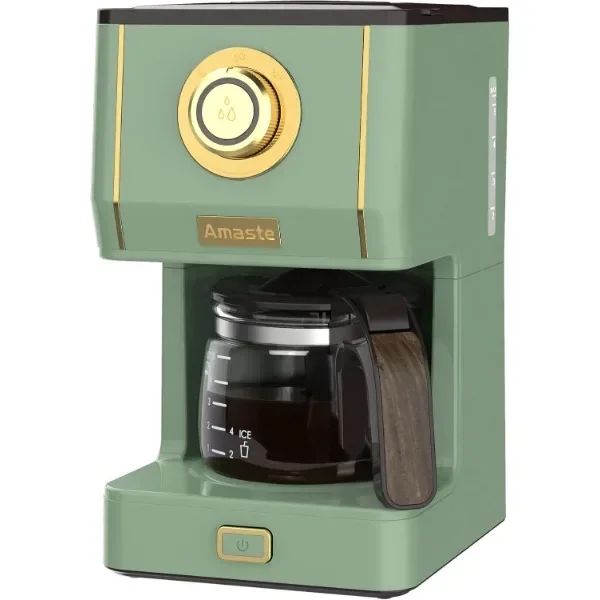 

NEW NEW Amaste Drip Coffee Machine with 25 Oz Glass Pot, Retro Style Maker with Reusable Coffee Filter & Three Brewing Modes