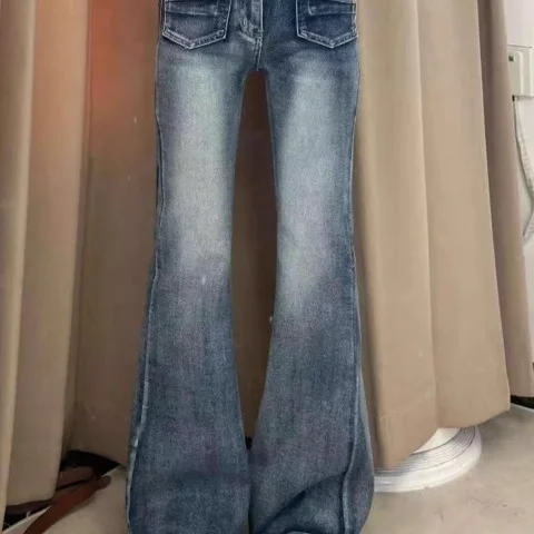 

Американские ретро джинсы-колокольчики с высокой талией, женские осенние новые дизайнерские утягивающие брюки-копыта, модные повседневные свободные брюки