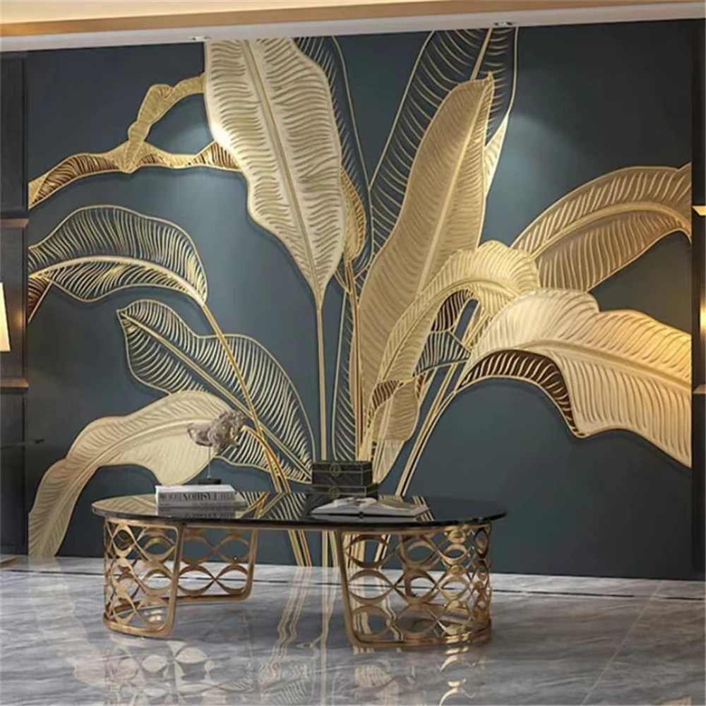 Wandgemälde mit tropischen Bananenbaum und Pflanzen, Heimdekoration, Fototapete für Wohnzimmer, Badezimmer, Dekoration