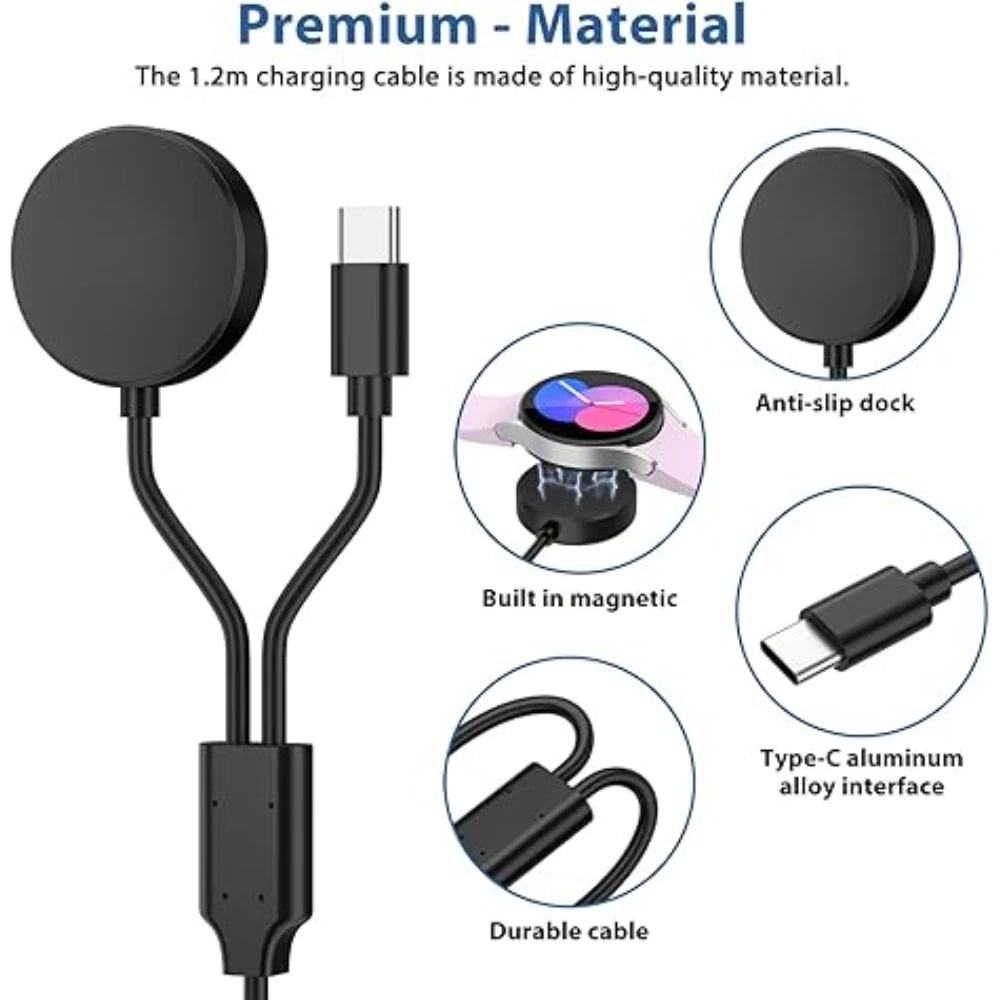 شاحن 2 في 1 لساعة Samsung Galaxy Watch 4/3/Active 2/Active USB كابل شحن بديل لشاحن الساعة الذكية #3