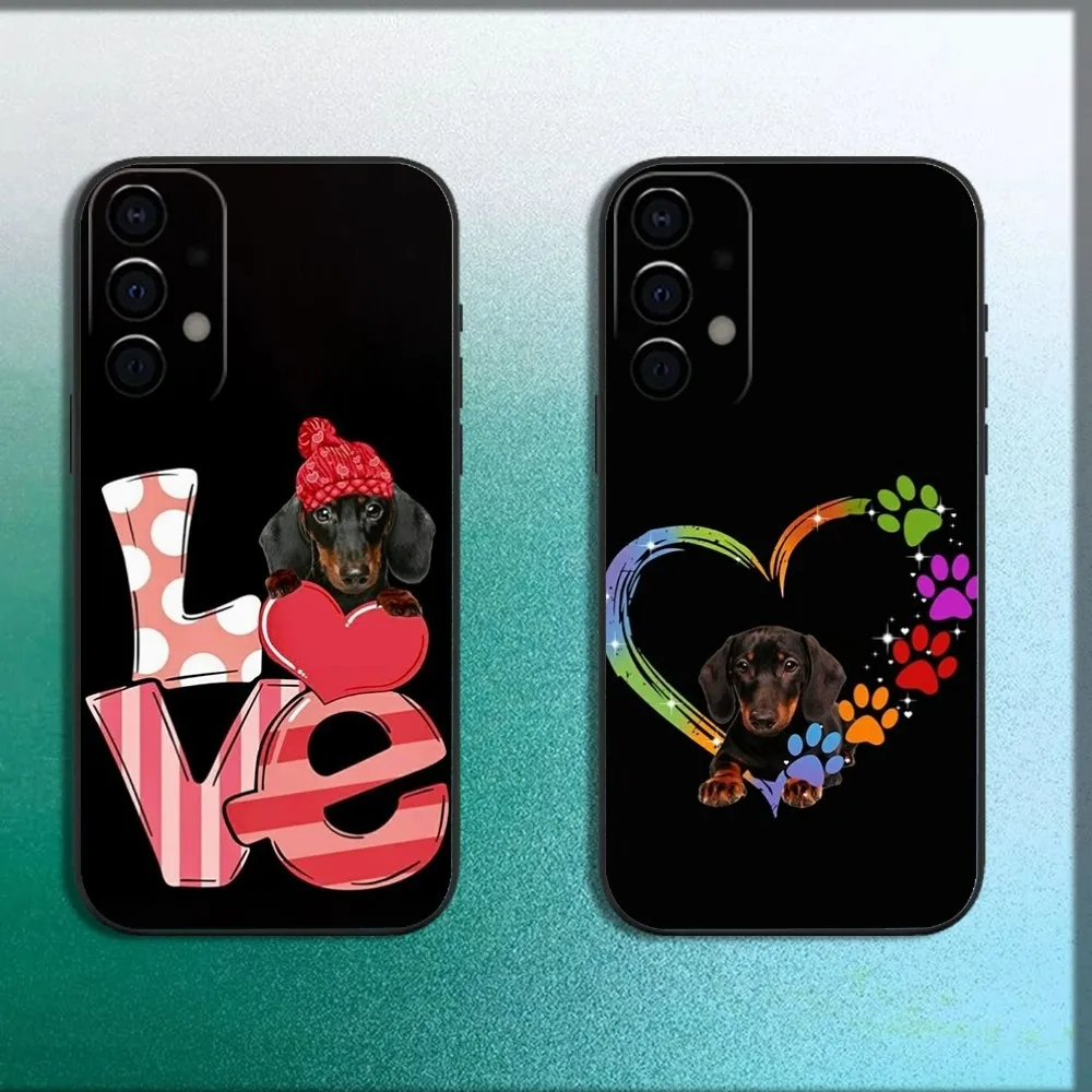 

Dachshund Dog Love Phone Case For Samsung Galaxy A13,A21s,A22,A31,A32,A52,A53,A71,A80,A91 Soft Black Cover