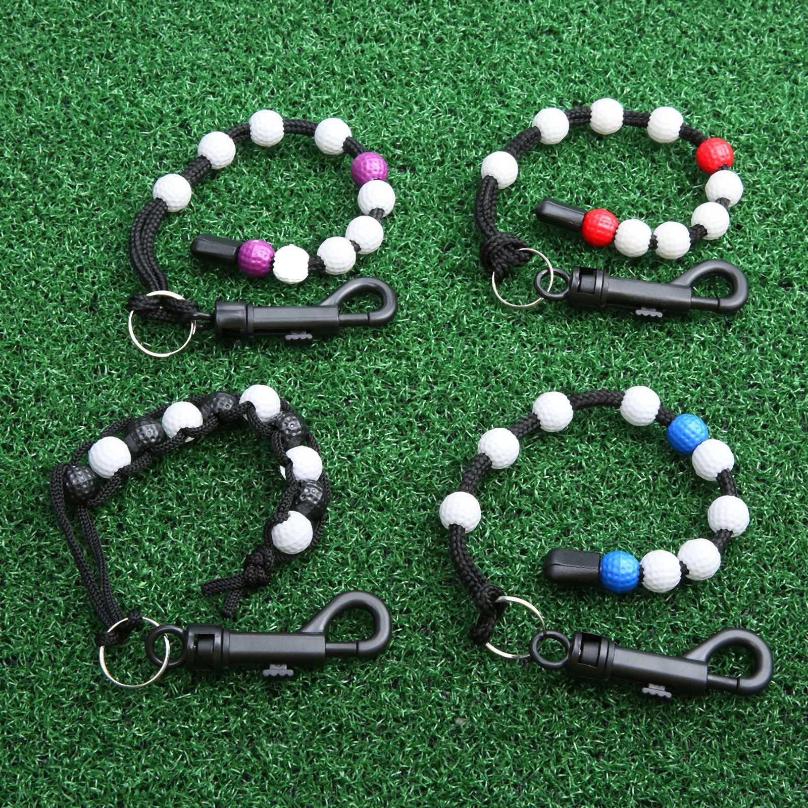 Compteur de score de course de golf en nylon tressé avec perles de balle de golf en plastique, compteur de putt, aides à l\'entraînement sportif,