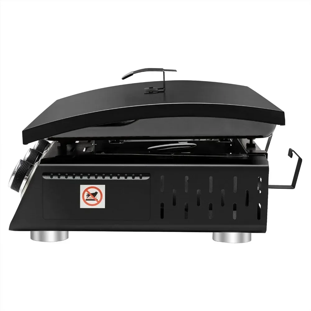 500 BTU Portable Gas Grill Griddle With Top Hard Cover Air Fryer 24-Inch Tabletop Griddle Station for Outdoor Camping Smokeless