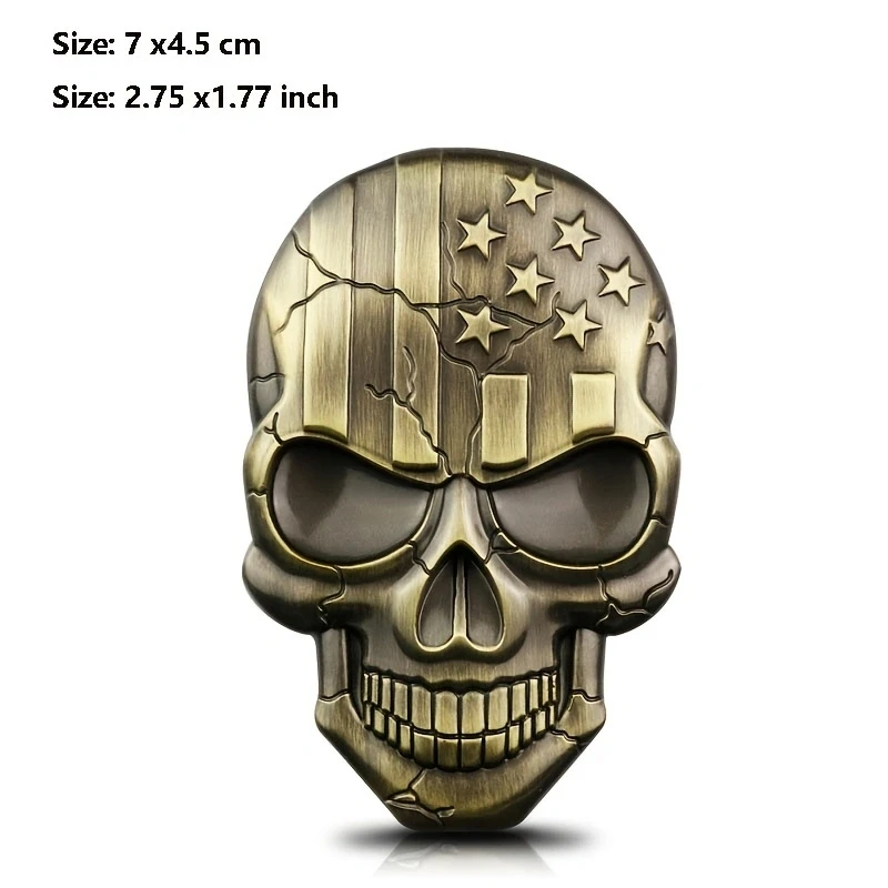 Skull Skeleton USA American Flag Head Auto Heck Emblem Badge Sticker Decal car Fender Auto 3D For all car Bike Motorcycle