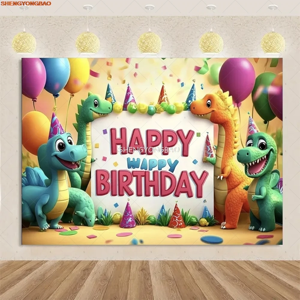 Tropical Jungle Dinosaur Birthday Background Jurassic Park Woodland Tyrannosaurus Rex Baby Shower Photography Backdrops TE-02