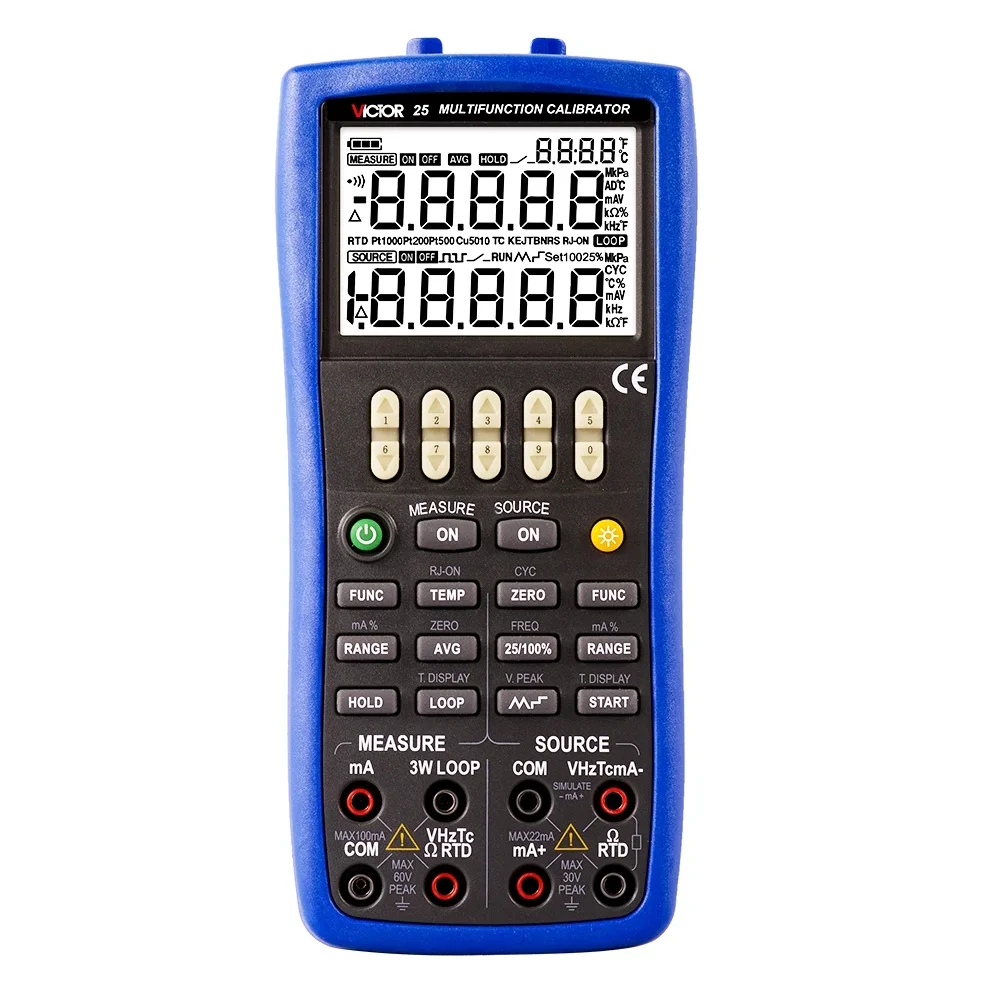 Victor 25 Multifunction Calibrator Generator RTD Thermocouple Resistance Current USB Contact Process Handheld Calibration Tester