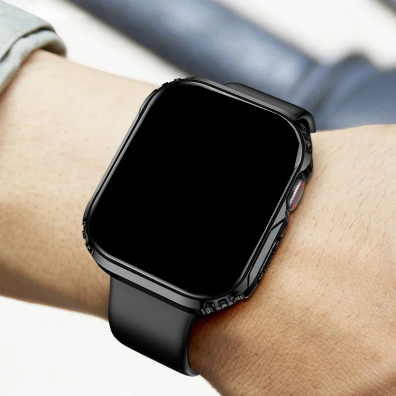 Cubierta de vidrio templado para Apple Watch 40mm 41mm 45mm 44mm funda protectora de pantalla de parachoques de PC dura duradera iWatch series 9 8 7 6 5 4