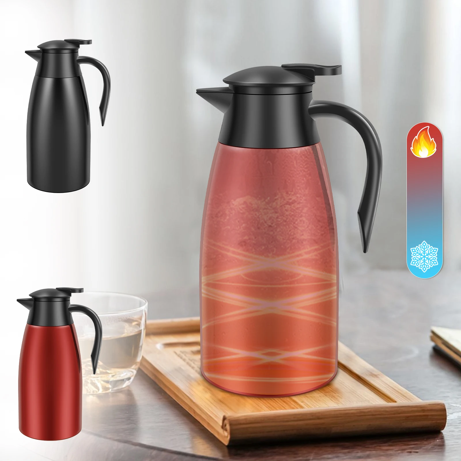 

Thermal Coffee Carafe 2L Stainless Steel Vacuum Insulated Coffee Jug 20 to 24 Hours Large Capacity Thermal Water Flask for Home