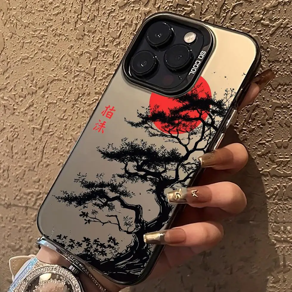 

Чехол для мобильного телефона в японском стиле, чехол из ТПУ с защитой от отпечатков пальцев для iPhone 16, 15, 14, 13, 12, 11 Pro/Max/Plus, противоударная задняя крышка