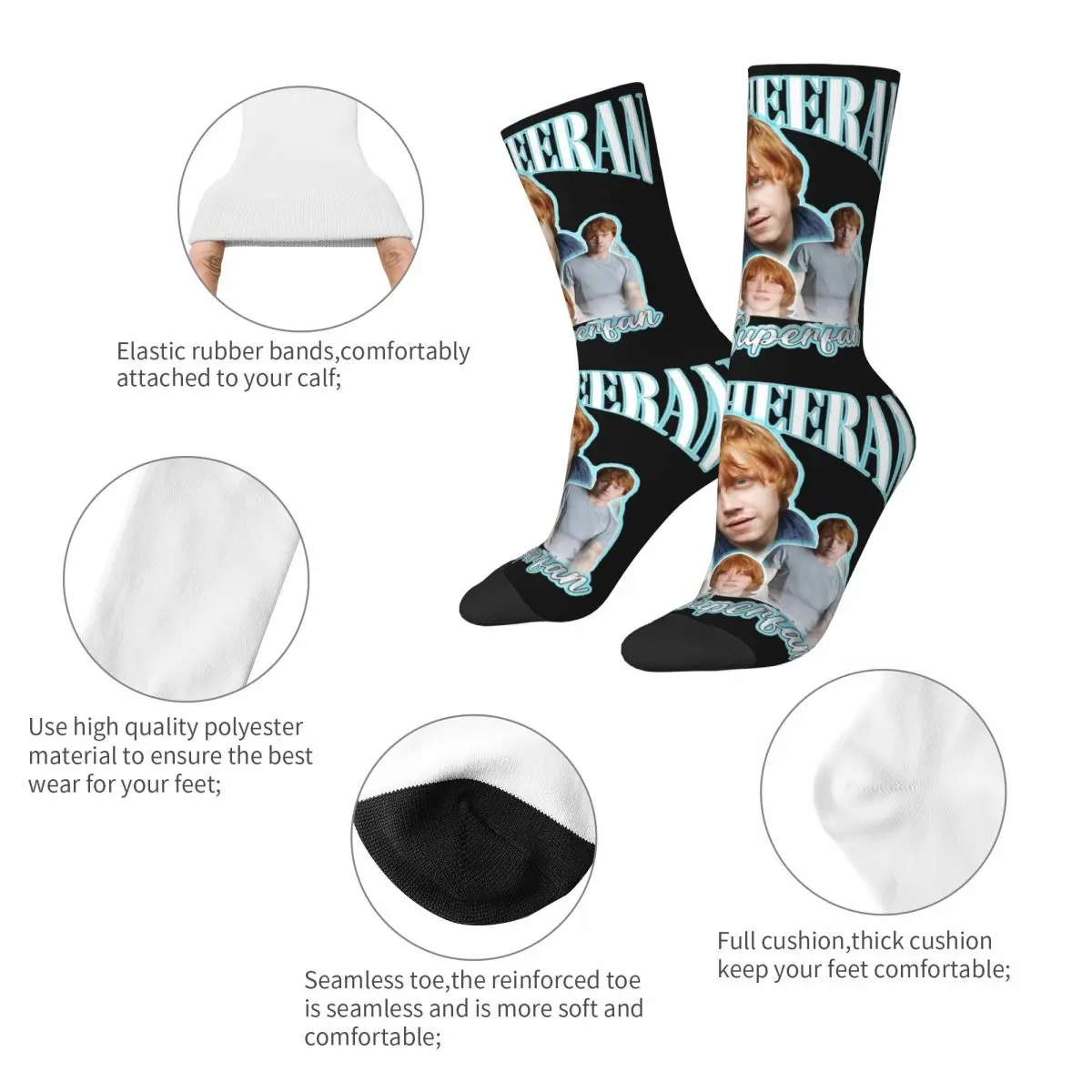 Fashion Male Men Socks Harajuku ALL Star I Love Ed Sheeran Sock Skateboard Women Socks Spring Summer Autumn Winter