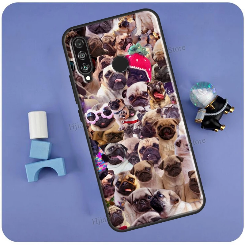 Cute Pug Dog Case For Huawei P50 Pro P20 P30 P40 Mate 20 Lite P Smart 2019 Nova 5T Honor 50 Lite 9X 8X