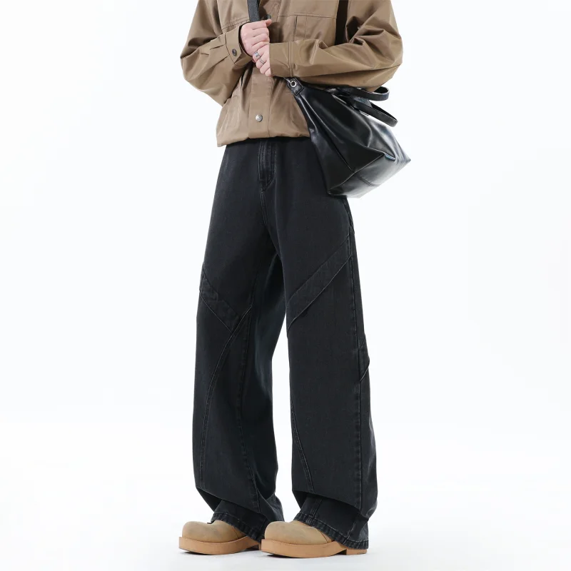 ربيع الخريف الرجال سليم صالح جينز سترتش الشارع الشهير عادية سراويل جينز مريحة حجم كبير غسلها الذكور ملابس عصرية