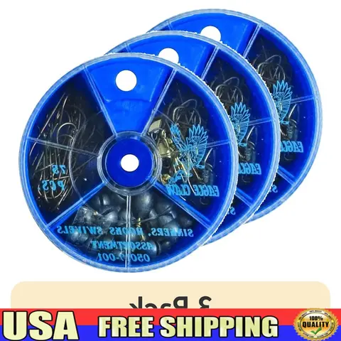 75pcs Hook Swivel Sinker Assortment Pack Baitholder Split Shot Bass Casting Sinker Aberdeen Hooks Fishing Tackle Box Essential