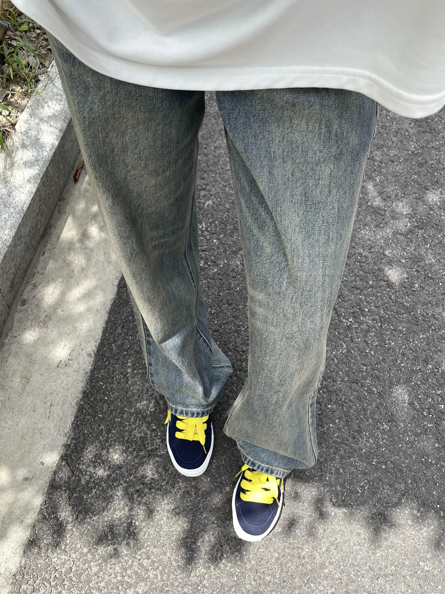 

Waed Blue Men's Jeans High Street Vibe Cleanfit Slim Straight Leg Trousers Autumn Wear Casual Youth Faion Denim Pants