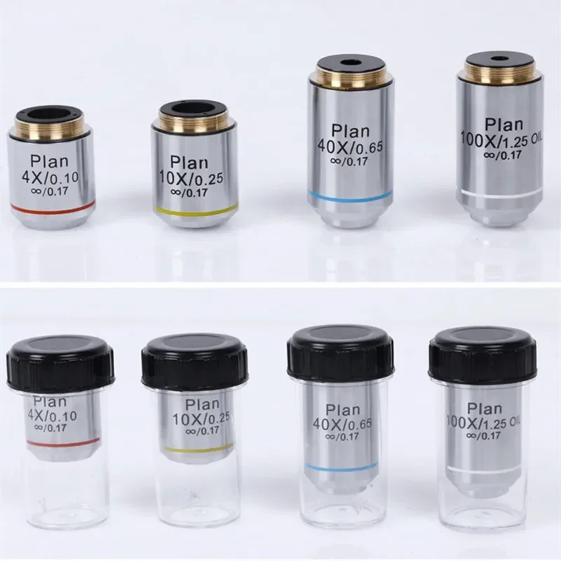 

1pc Professional 4X 10X 20X 40X 60X 100X Achromatic Plan Infinity Objective Lens 195mm Biological Microscope Objective Lens