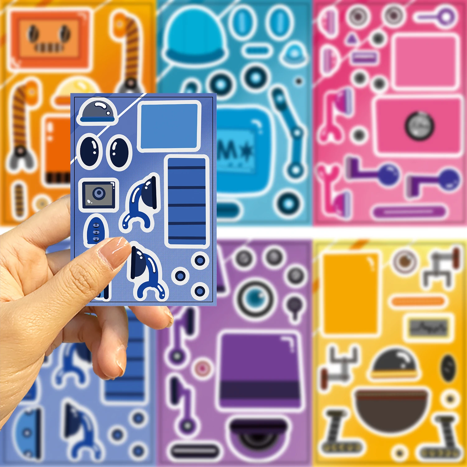 8/16/32pcs Make Your Own Robot Puzzle Sticker Make a Face DIY Creative Funny Educational Toys For Kids Reward Gift﻿