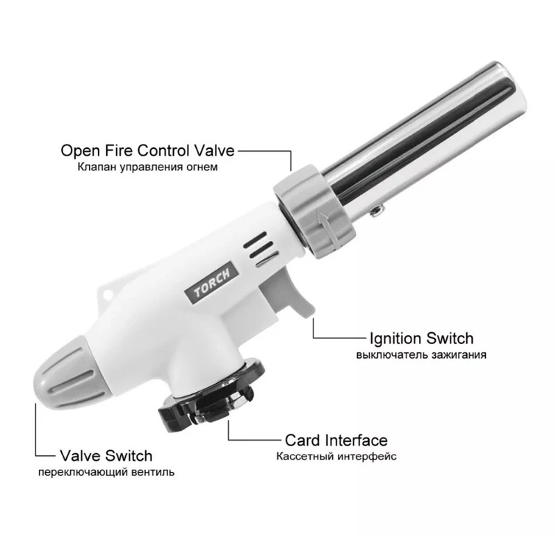 Torch Cooking AutoIgnition Butane Gas Welding-Burner Welding Gas Burner Flame Gas Torch Flame Gun Blow for BBQ Camping Cooking