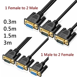 DB9 9Pin Data Cable Male to Female for Cash Register POS Display Serial Cable Splitter Directly Connected COM 2 in 1 to2 Rs232