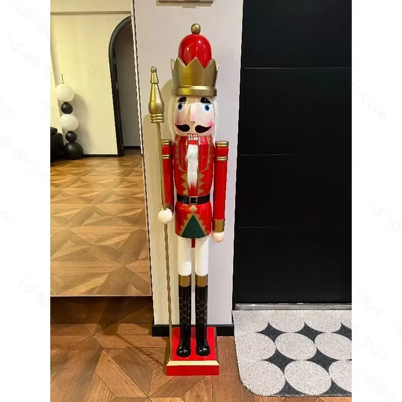 for 120Cm Nutcracker Soldier Puppet Nordic Style Home Decor Hotel Cafe Ornament Festive Gift Large Wooden Figure Display