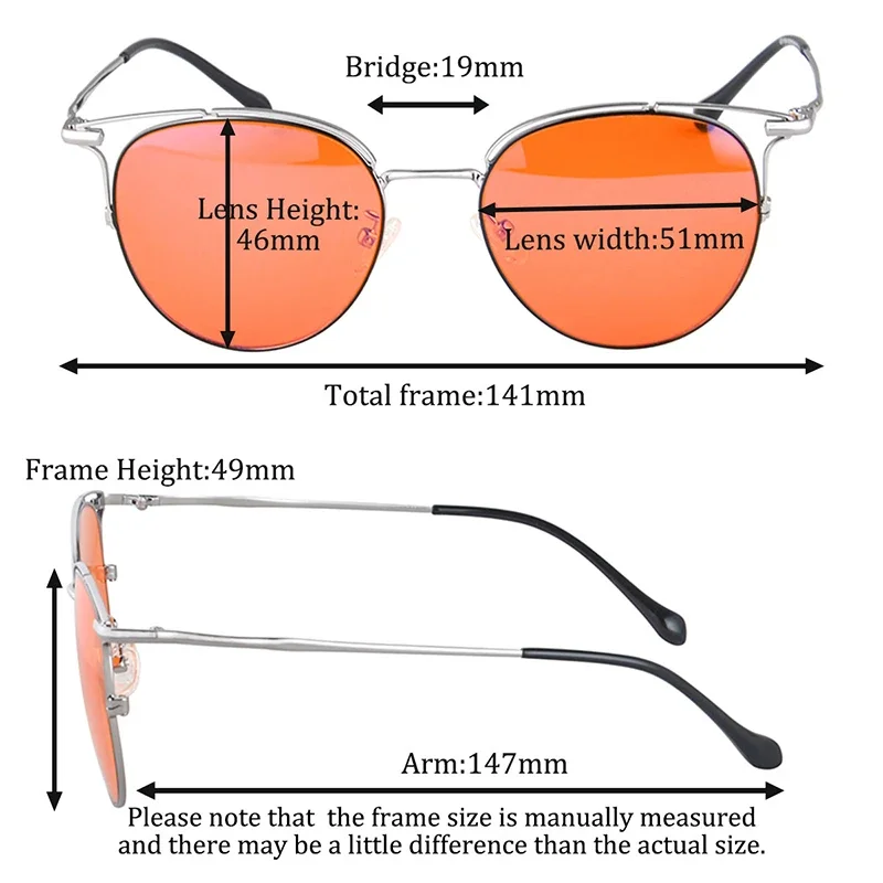 SHINU النساء نظارات دائرية Y2k عدسة حمراء النوم أفضل عدسة برتقالية الضوء الأزرق حجب نظارات وقت طويل الألعاب صديقة هدية #3