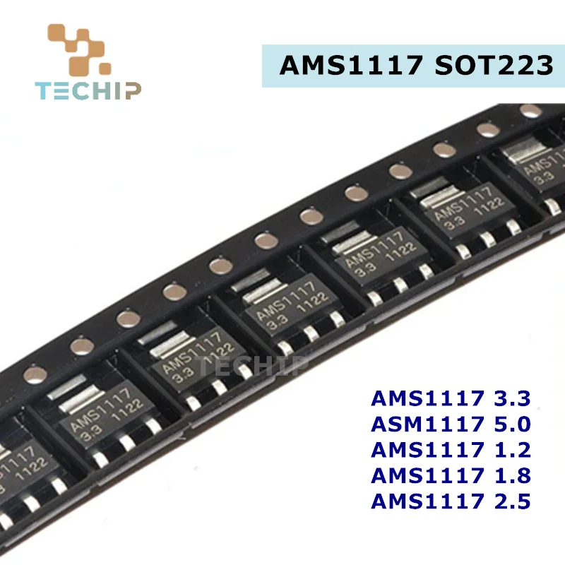 50 шт. AMS1117 3V3 AMS1117-1.2 AMS1117-1.5 AMS1117-1.8 AMS1117-2.5 AMS1117-3.3 AMS1117-5.0 AMS1117-ADJ SOT223 Регулятор напряжения