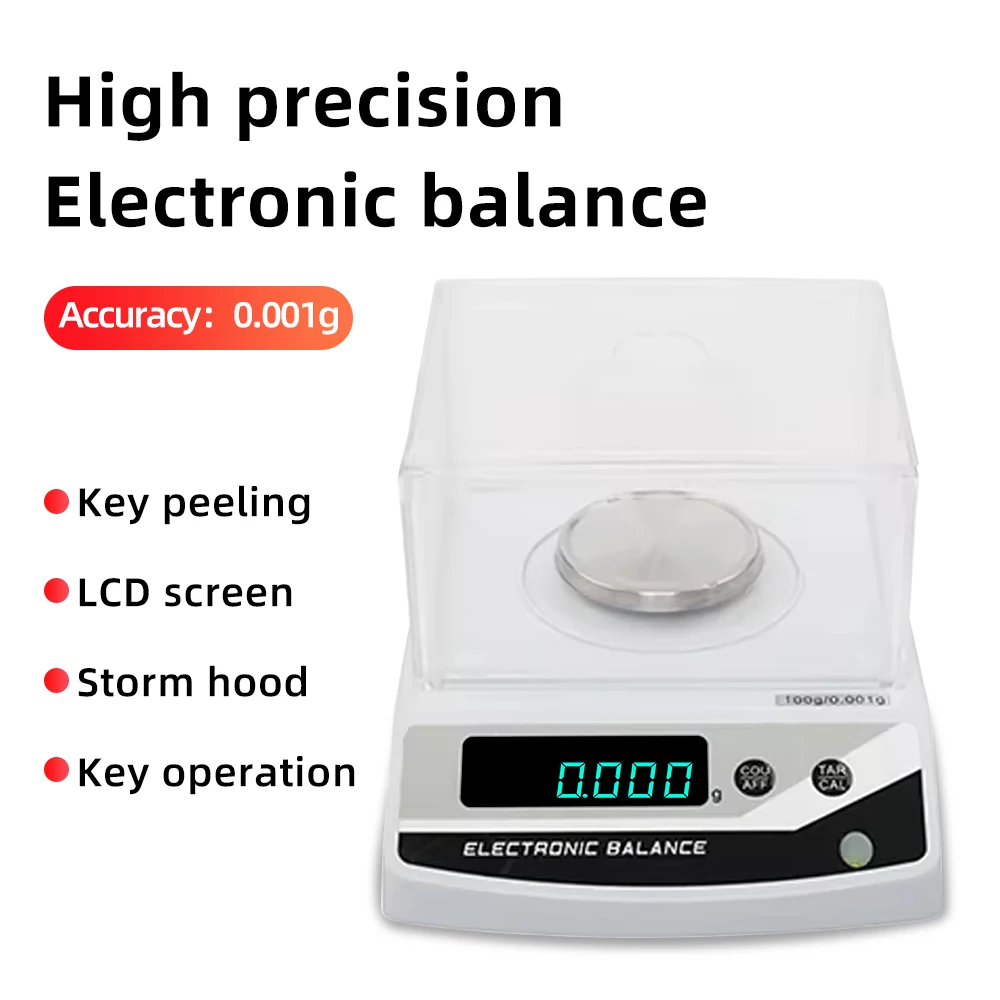 300g 0.01g/100g 0.001g/600g 0.01g/2kg 0.01g Digital Electronic Balance with Windproof Cover Lab Analytical Balance Scale