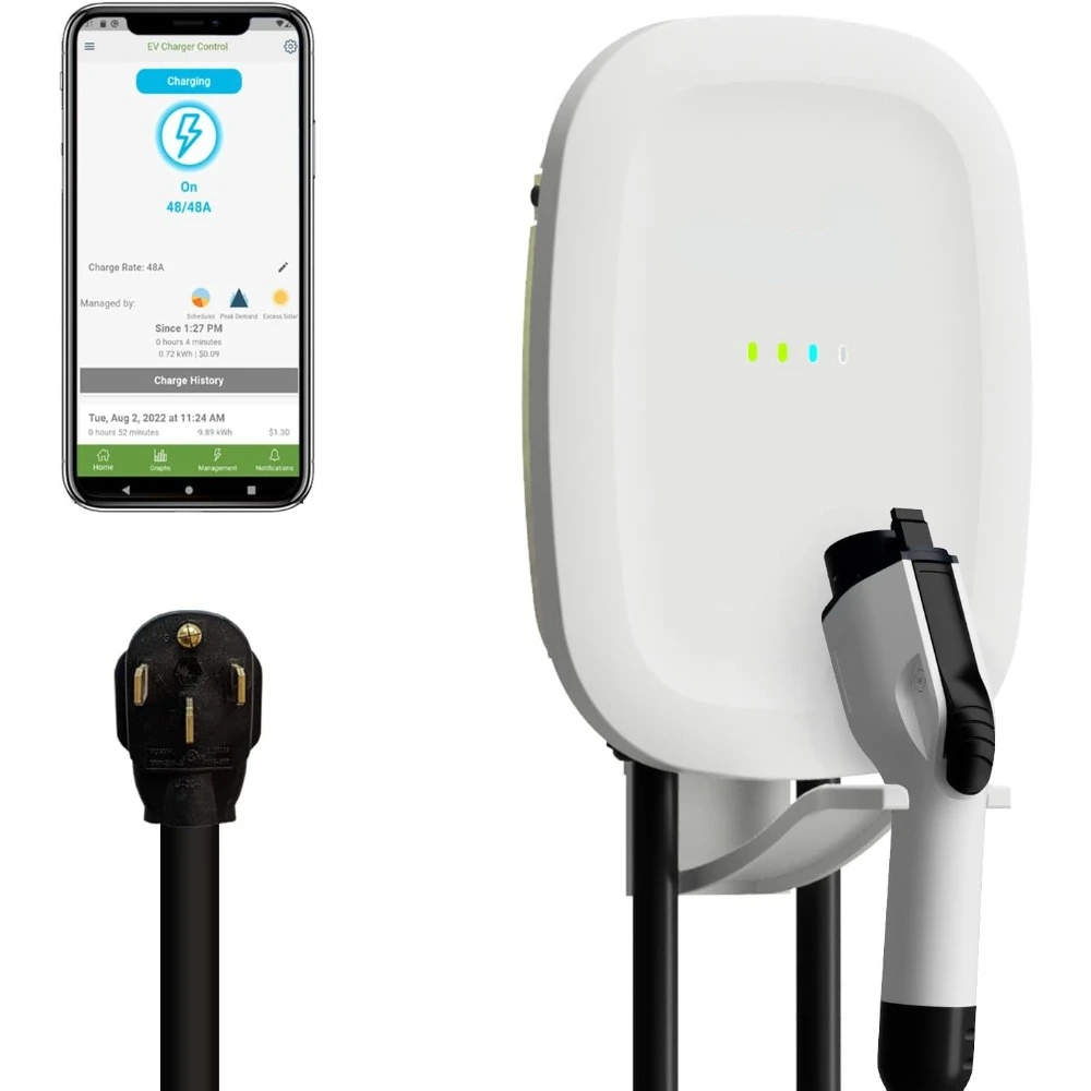 2 EV Charger - NEMA 14-50 EVSE w/ J1772 Charger - 48 amp EV Charger Level 2, 240v WiFi Enabled Electric Vehicle Charging Station