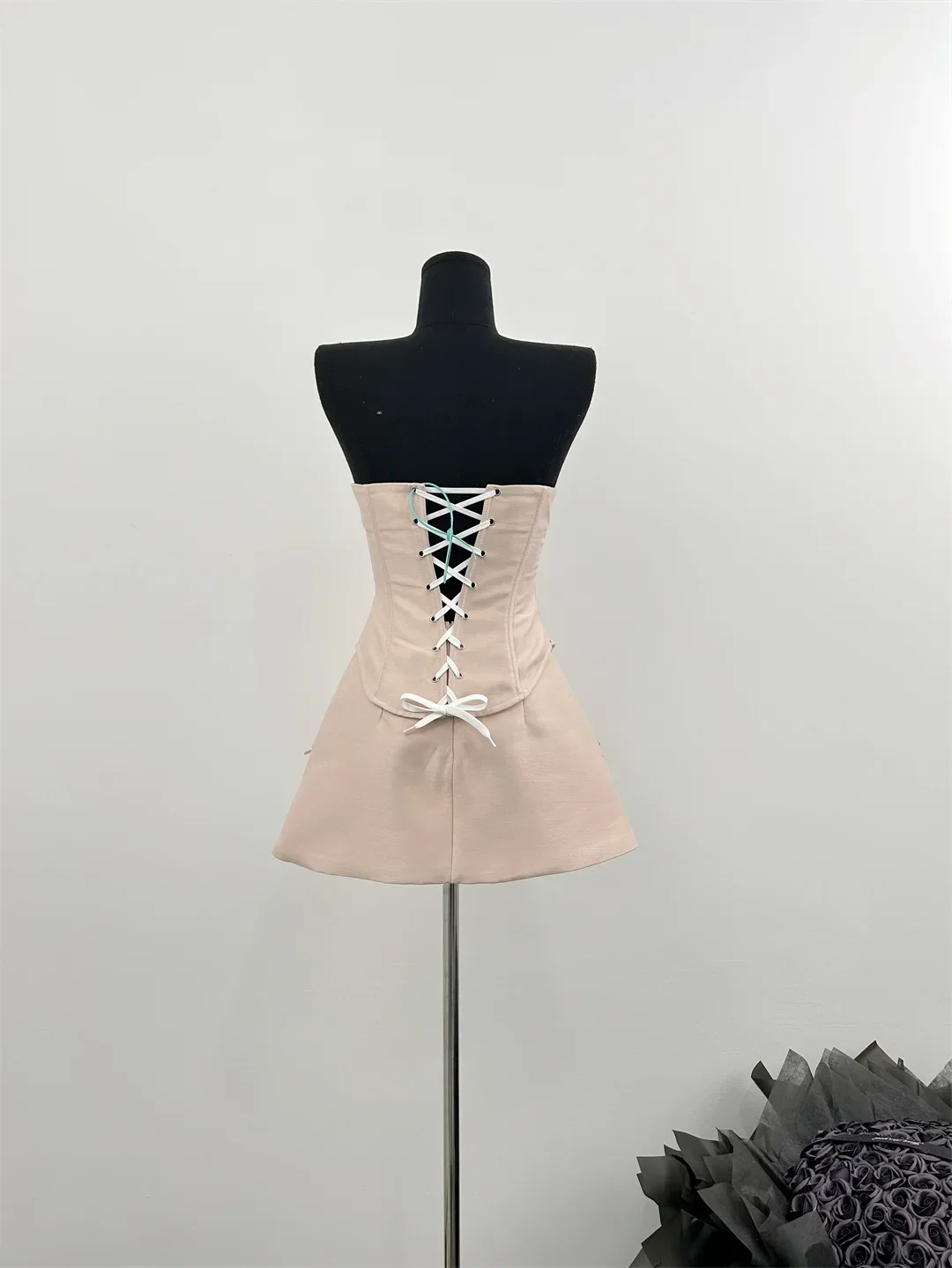 Women Vacation Old Money Rave Aesthetic Night Club Birthday Outfits 2 Piece Set Gyaru Bow Tube Top + Mini A-line Skirts