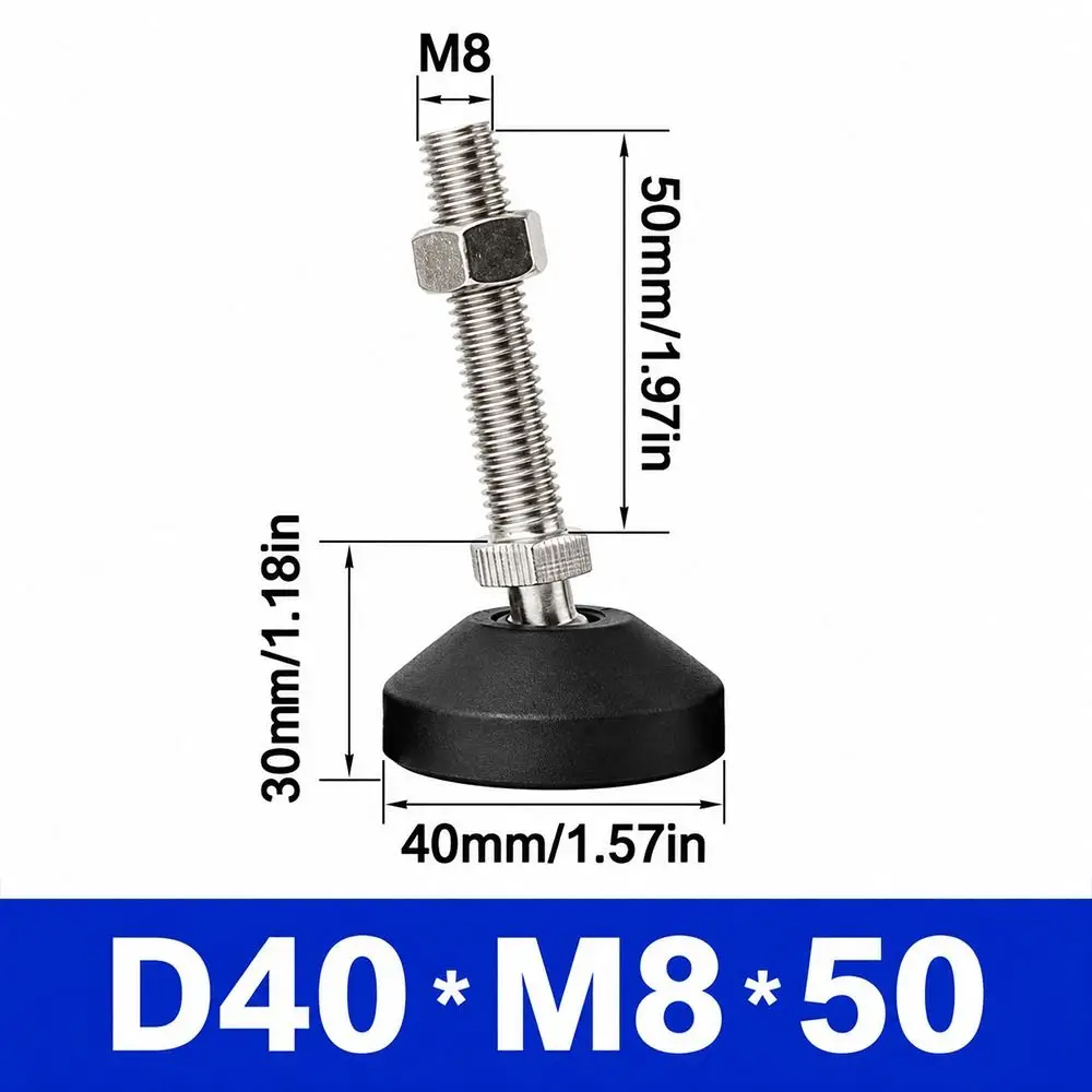 1Pcs M8 M10 M12 Adjustable Leveling Feet 304 Stainless Steel Screw Swivel Base Leveling Foot Cup D40-60mm Articulating Legs
