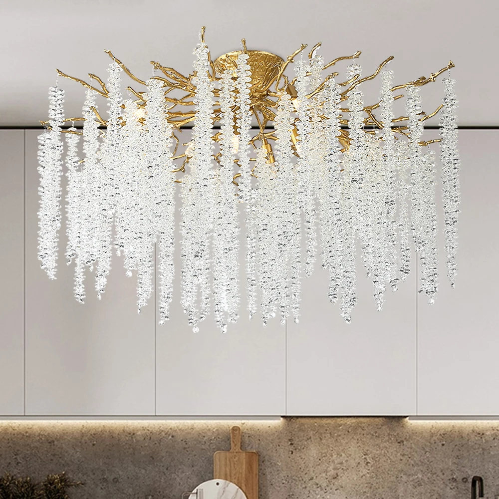 

Gold Crystal Ceiling Chandelier Luxury Lamps for Living Room Ceiling Light Fixtures for Celling Dia 80cm Lamp for the Kitchen