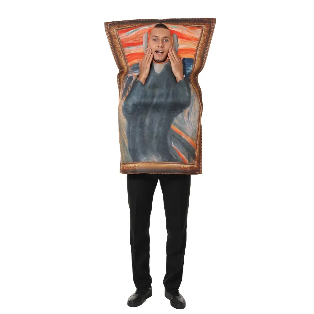 Disfraz Unisex de la Mona Lisa y el Grito para Adultos y Niños, Divertido para Halloween, Cosplay, Fiestas y Actuaciones