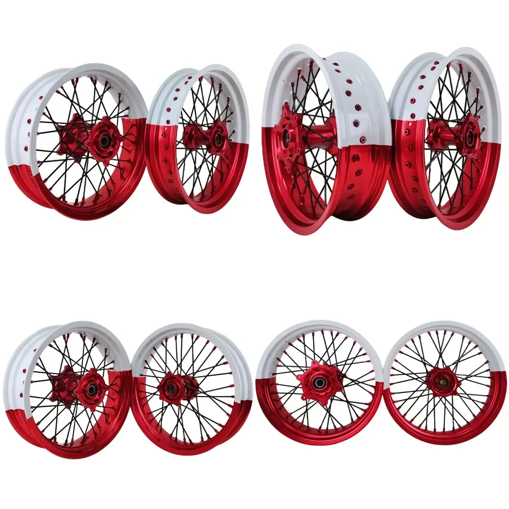 【2026 New Design】 ULB High Quality Anodized Aluminum Alloy Two-Color Supermoto Wheels Front 3.5-17/Rear 4.5-17 Fitment New