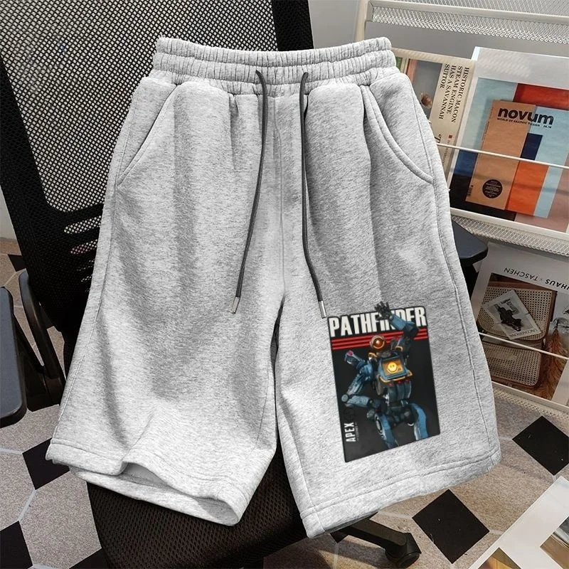 

Серые шорты American Apex с периферийным принтом, модные свободные мужские шорты для спорта и отдыха, мужские шорты на заказ