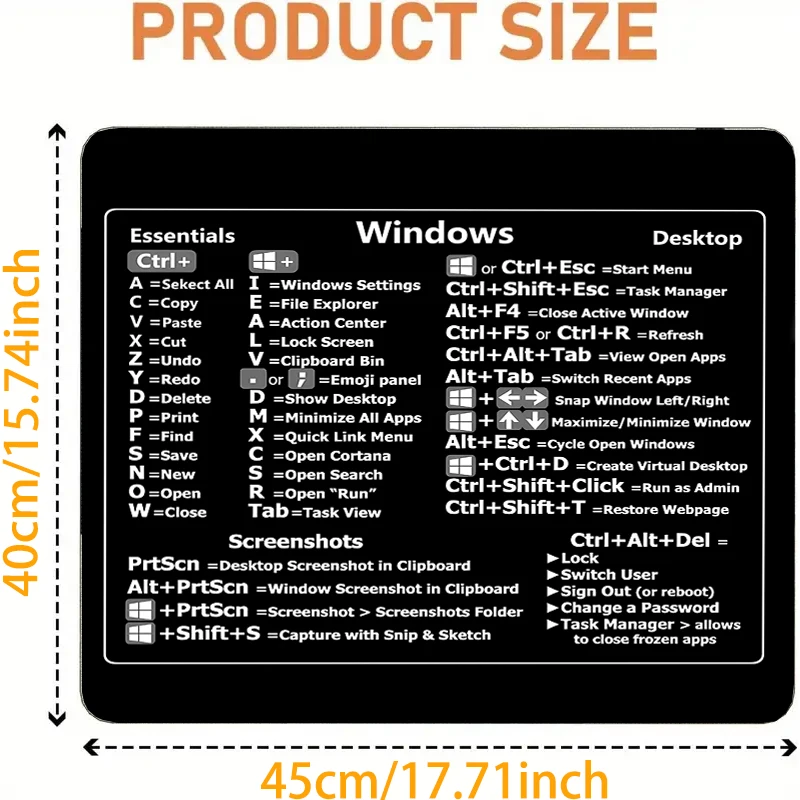 تصميم مفتاح اختصار Windows وMac OS، قاعدة مطاطية مربعة صغيرة، لوحة ماوس بحافة مخيطة غير قابلة للانزلاق لوسادات الكمبيوتر المحمول المكتبية #3