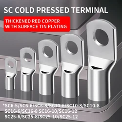 100/500 pcs  Copper Wire Lugs Ring Connector Bare Cable SC Crimp Terminal SC6-5 SC6-6 SC6-8 SC10-6 SC10-8 SC16-6 SC16-8 SC26-6