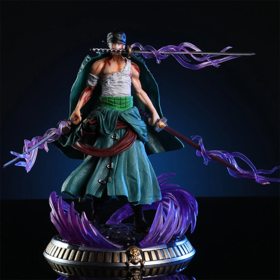 21cm One Piece Figure Small Blood Bath Sauron One Piece Gk Three-Knife Flow Stunt Version Scene Statue Boxed Anime