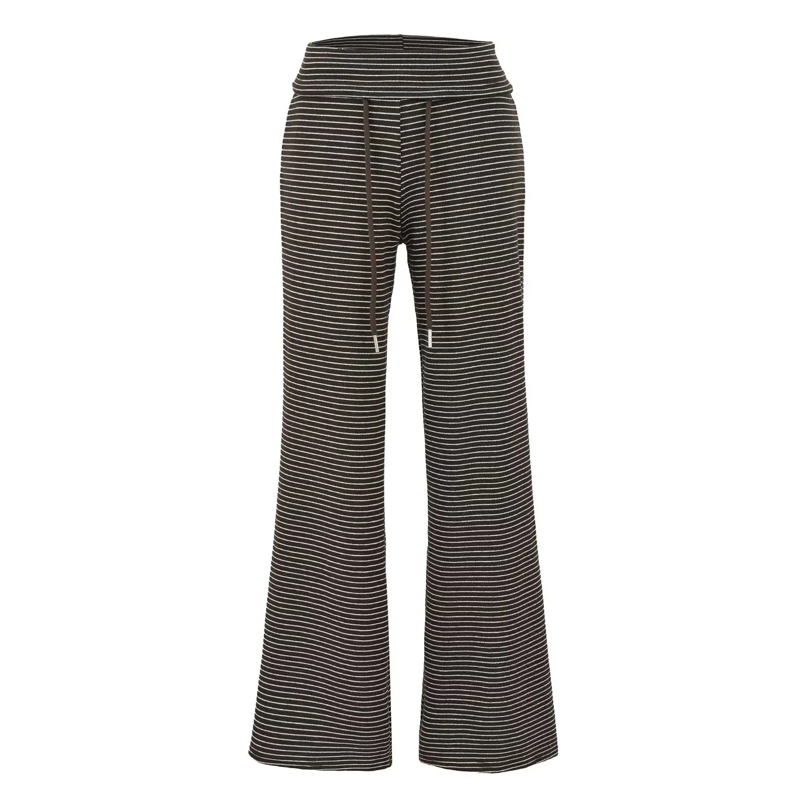 الرجعية Brued شريط Dstring سراويل تقليدية المرأة عالية الخصر مستقيم الساق التخسيس الطابق طول السراويل الخريف كسول Sle #2