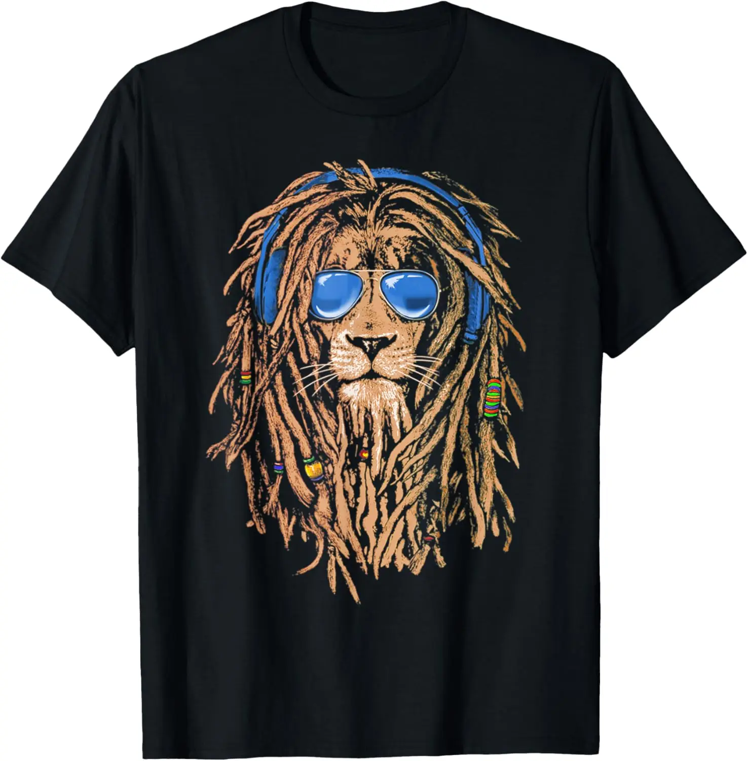 Lion with Headphones and Dreads - Awesome graphic T-shirt