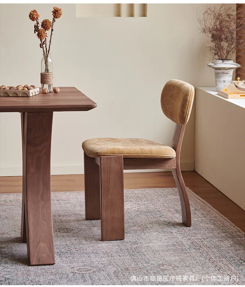 DSA medieval simple style high-end solid wood restaurant dining chair makeup chair girls bedroom dressing home backrest dining