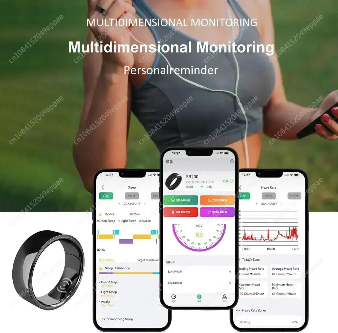 Intelligent Ring Fitness Tracker  B loo d P ressur e O xyge n Ring Waterproof Wireless  Ring Hear t Rat e Monito r